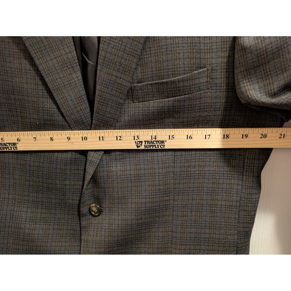 Jos A Bank Blazer Traditional Fit 42R Blue Gray Check Wool Sport Jacket - Picture 5 of 14